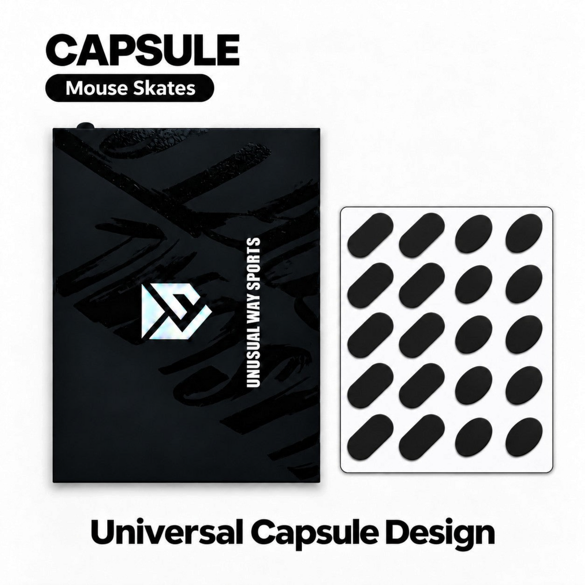 Oyuncu Baykuş Unusual Way Sports Capsule evrensel siyah mouse skate seti ve ambalajı