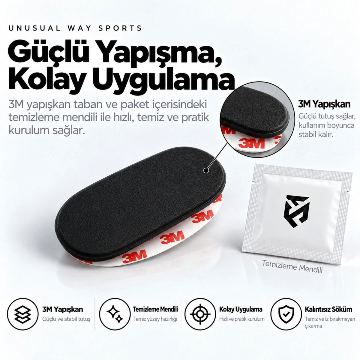 Oyuncu Baykuş Unusual Way Sports Capsule siyah mouse skate seti, 3M yapışkanlı taban ve temizleme mendili ile birlikte.