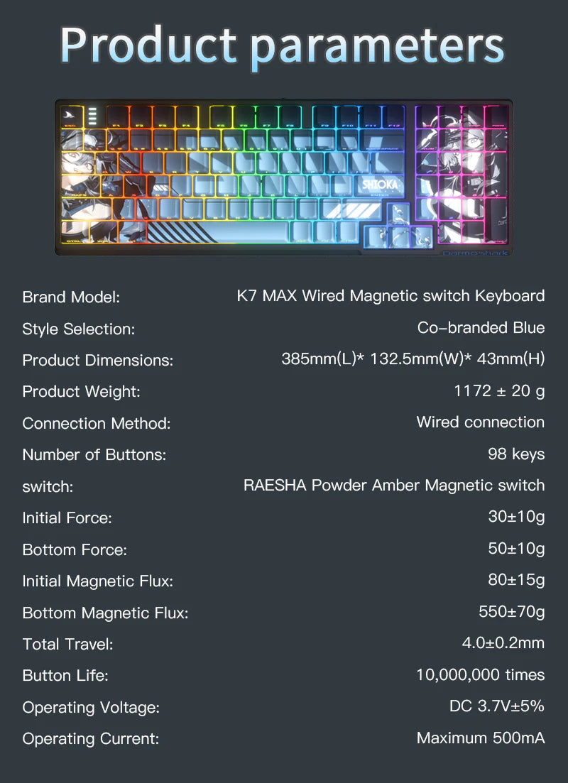 Darmoshark K7 MAX HE Manyetik Switch 8K RGB Gaming Klavye